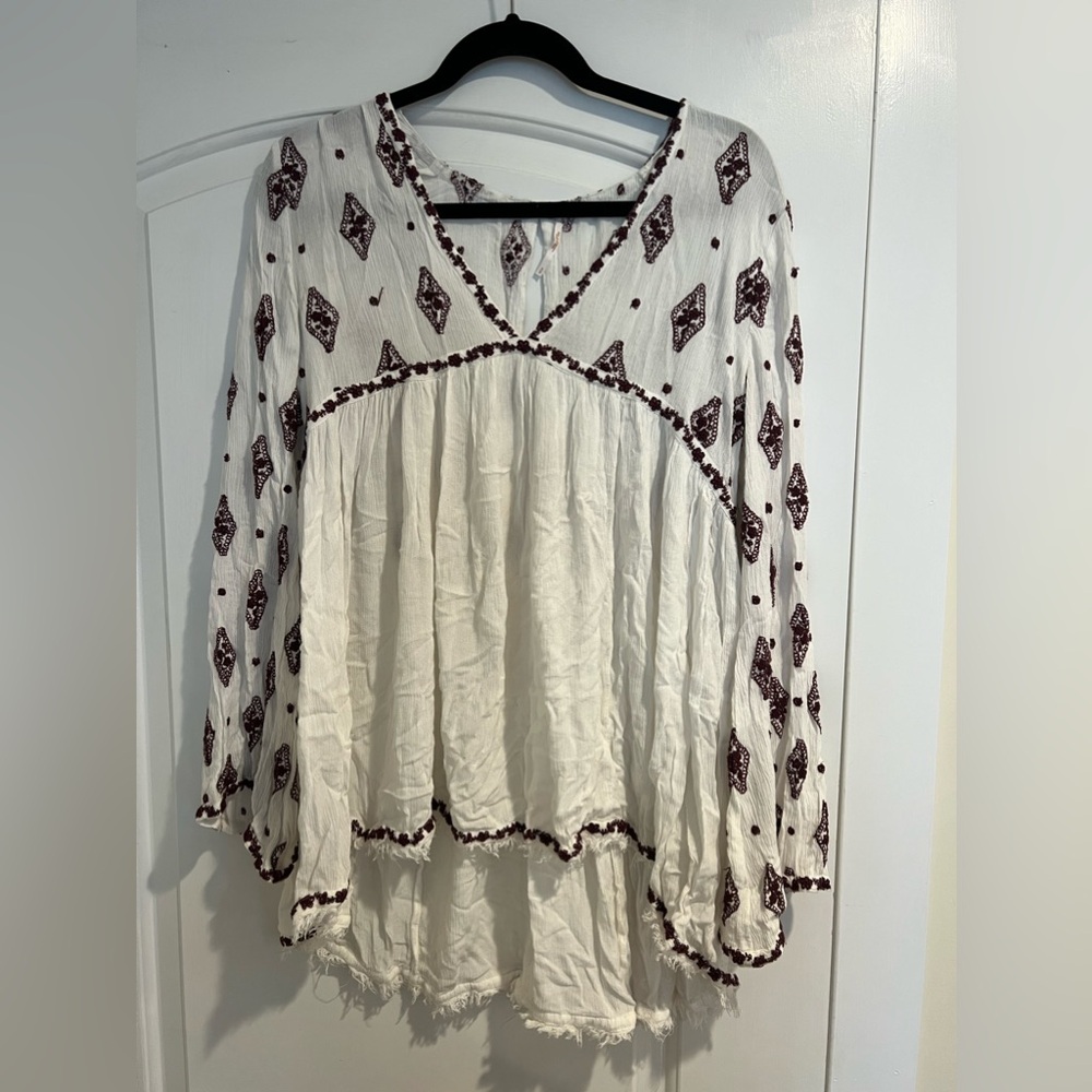 Free People oversized embroidered blouse in size S.